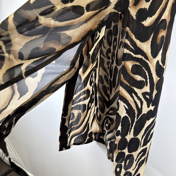 Chicos Shirt Dress Tunic Size XL Semi Sheer Animal print Side Slits Button Up - Picture 7 of 10